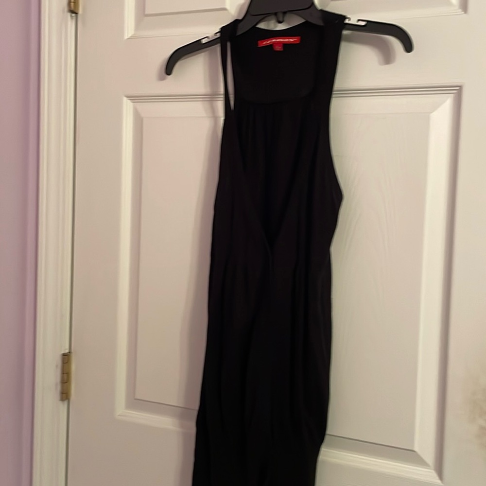 JJ Basics black long buttoned down vest size L